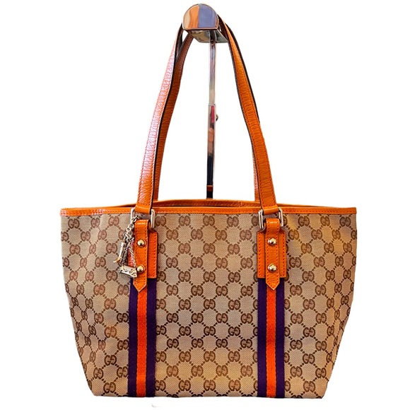 Gucci Handbags - Gucci GG Tote With Purple & Orange Sherry Line